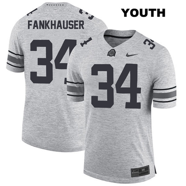 Ohio State Buckeyes Youth Owen Fankhauser #34 Gray Authentic Nike College NCAA Stitched Football Jersey SC19C88YF